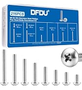 DFDU 216PCS 8-32 Machine Screw Phillip Pan Head 304 Stainless Steel 1/2"-2" | 8 Lengths 8-32 x 1/...