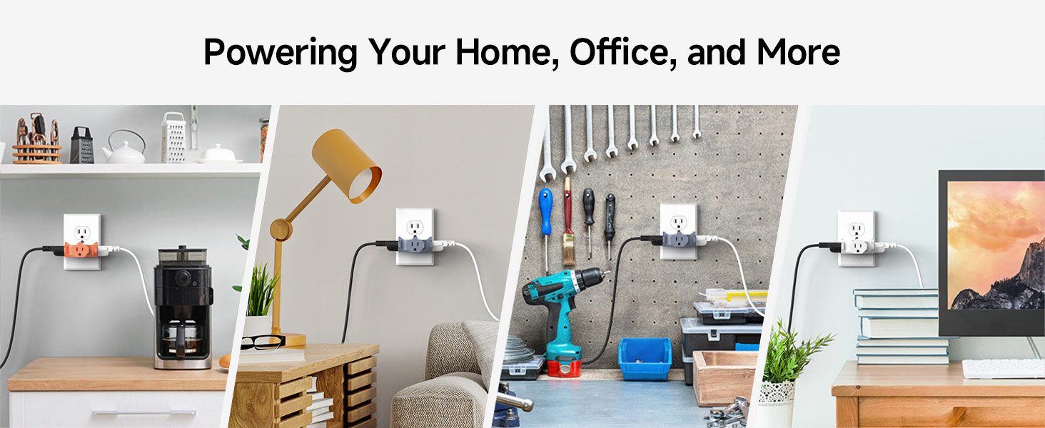 3 Way Plug Adapter 15A 1875W, 3 Prong 3 Outlet Adapter