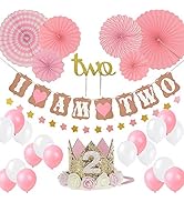 Girl Two Birthday Decoration-Baby Girl/boy 2st Birthday Party Hat Princess Tiara Crown, Cake Topp...