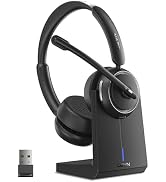 LEVN Wireless Headset with Mic for Work, Bluetooth Headset with Microphone (Noise Cancelling), 65...