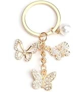 Bling Butterfly Keychains, Crystal Butterfly Keychain,Sparkling Rhinestone Charm, Shiny Keyring f...