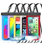 5 Pack Multicolor Universal Waterproof Phone Pouch, Large Phone Waterproof Case Dry Bag (Protecti...