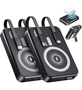 GUGOBOX 2-Pack 16800mAh Magnetic Power Bank with Built-in Cables &amp; Stand | 22.5W PD &amp; 15W Wireles...