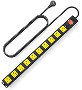 10 Outlet Metal Power Strip with 2100J Surge Protector, Heavy Duty 15FT Extension Cord, Wide Spac...