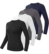 GAYHAY 4 Pack Womens Long Sleeve Shirts Slim Fit Basic Tees Workout Tops | Crewneck, Underscrub C...