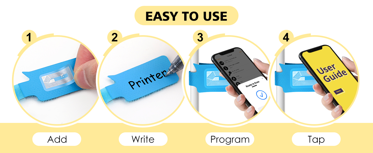 3 cable cord labels for electronics with NFC tags stickers