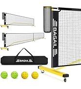 BAGAIL Portable Pickleball Net Set with Wheels, 22 FT Regulation Size &amp; 11 FT Half Court Size 2-i...