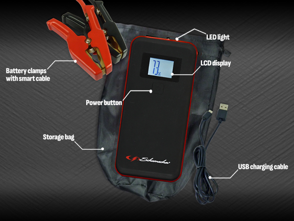 Schumacher SL1639 1000A 12V Lithium Portable Power Pack and Jump Starter 