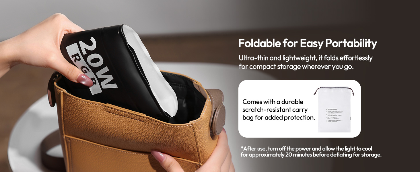 Deflated and fold into small size for storage