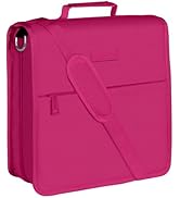 SUNEE Zipper Binder 3 Ring, 3 Inch O-Ring with Handle and Shoulder Strap, 600-Sheet Capacity, 5-T...
