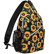 MOSISO Rope Sling Backpack (Up to 13 inch), Multipurpose Sunflower Crossbody Chest Shoulder Bag T...