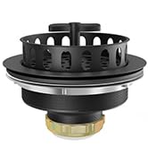 Black Sink Drain Strainer 3-1/2 Inch Kitchen Sink Drain Assembly Kit with Stainless Steel Straine...
