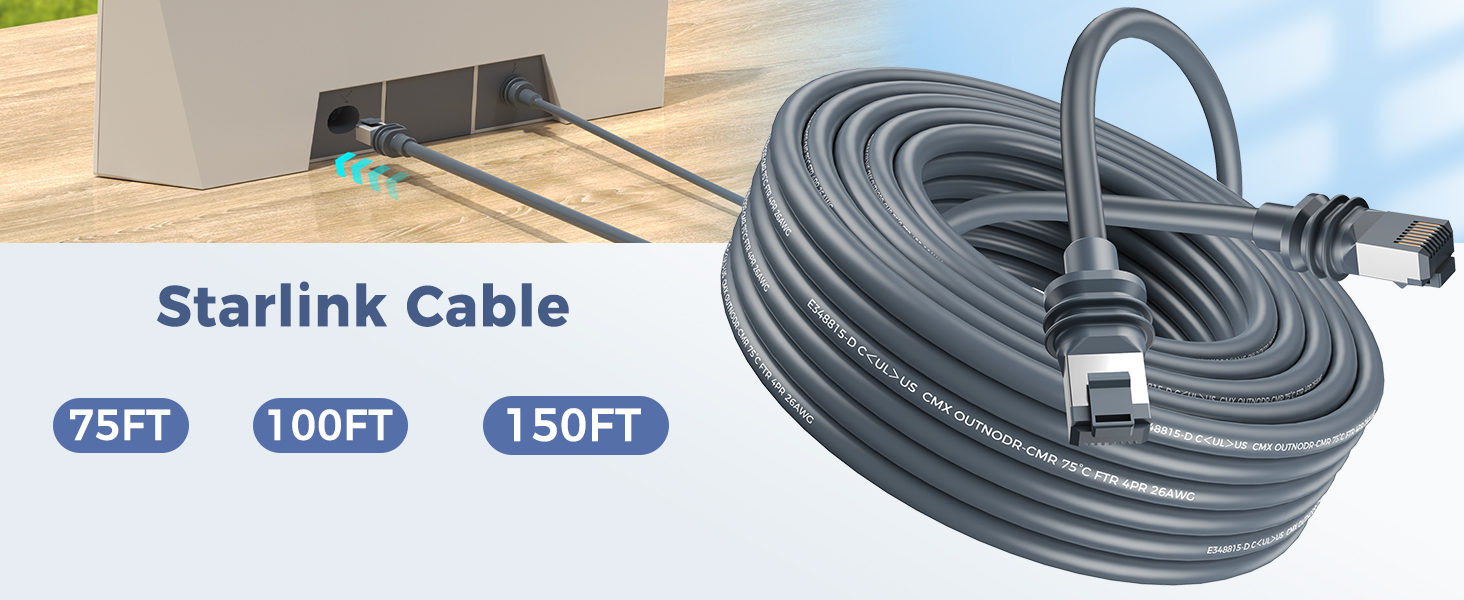 starlink gen3 cable 75FT 100FT 150FT
