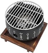 Japanese Grill with Portable Round Design, BBQ Grill Food Charcoal Stove for Household Barbecue T...
