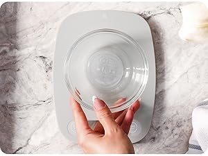 Add your bowl to food scale and press zero to start accurate measurements