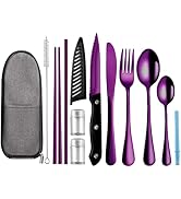 Logcow Travel Utensils with Case,Reusable Utensils,Portable Travel Camping Cutlery Set,Stainless ...