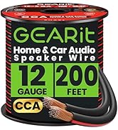 GEARit 12 Gauge Speaker Wire, Speaker Cable 200ft for Car Audio, Home Theater, CCA(Black)
