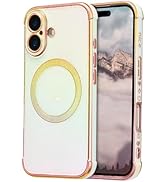 ZTOFERA Magnetic Case for iPhone 16 Case 6.1",Cute Luxruy Iridescent Case with Love Hearts Patter...