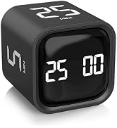Rotating Pomodoro Timer 5, 25, 10 50 Minutes Preset, Desk Productivity Timer w/Gravity Sensor, Cu...