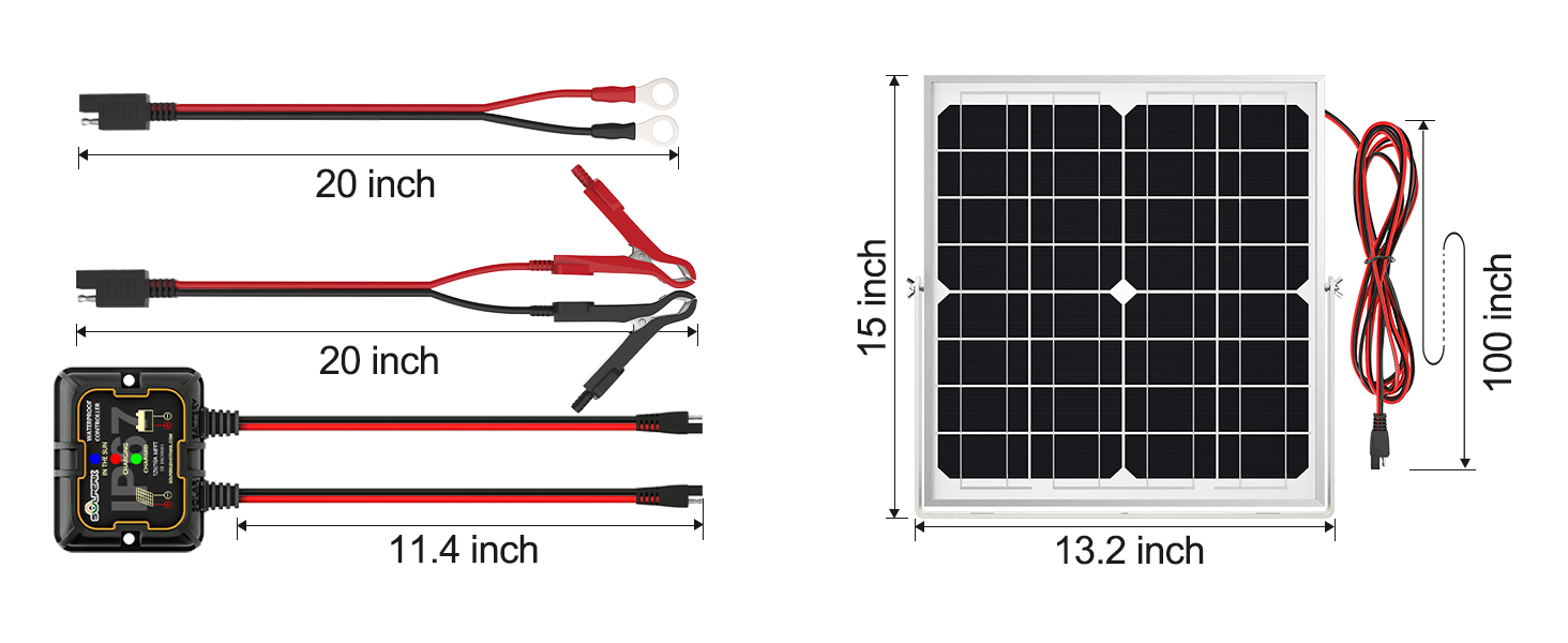 SOLPERK Solar Panel Kit 20W 12V, Solar Battery Trickle Charger Maintainer 