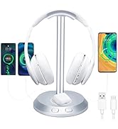 CUIWHRL RGB Headphone Stand with Charger, Headset Stand for Desk Accessories,Computer Gaming Acce...