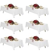 Fixwal 6 Pack White Table Cloth for Rectangle Table, 70 x 120 Inch Polyester Fabric Tablecloths R...