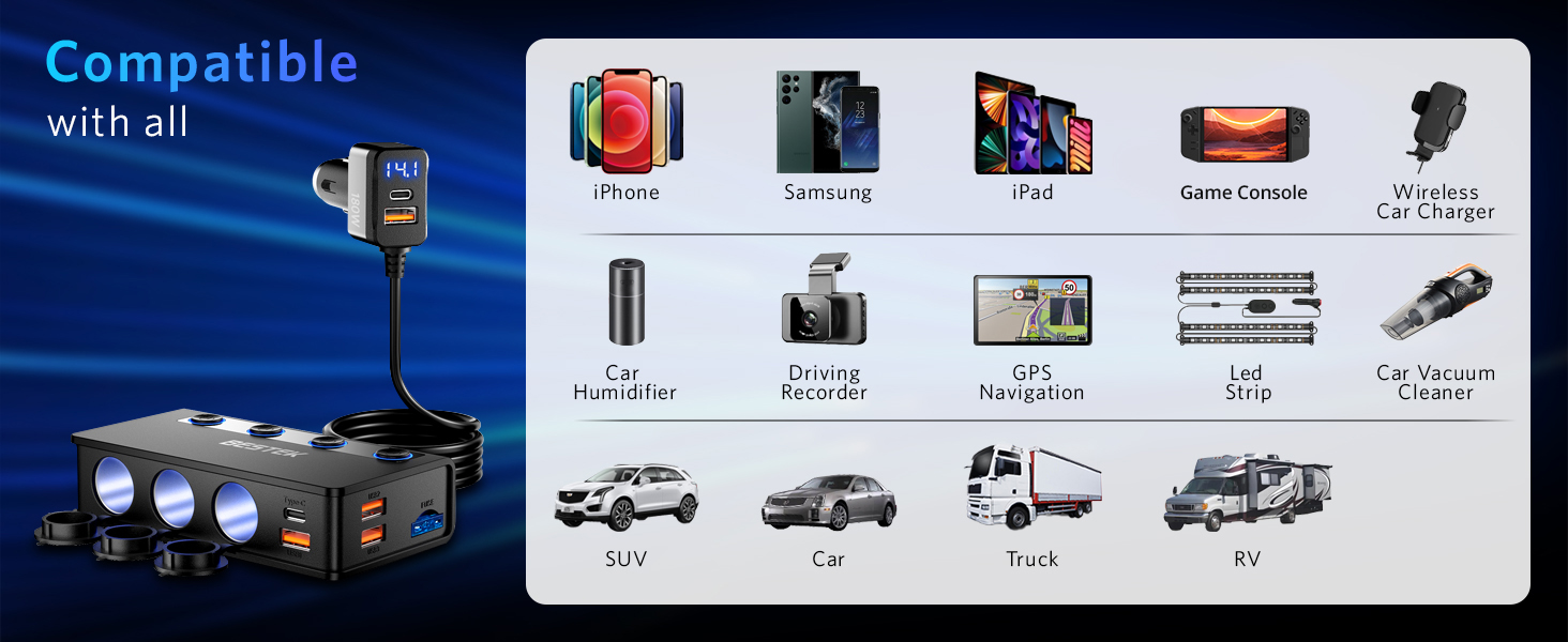 Car Cigarette Lighter Splitter