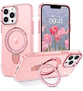 DOMAVER Magnetic Case for iPhone 13 Pro Max with Stand [Compatible with Magsafe], Glitter Translu...