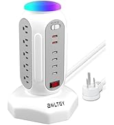 Power Strip Tower with Colorful Night Light,15 Outlets 6 USB Ports, Surge Protector with USB Fast...