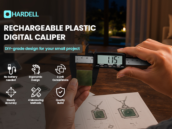 HARDELL RECHARGEABLE PLASTIC DIGITAL CALIPER