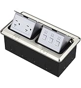 KYHSHJ Dual Pop-Up Floor Electrical Outlet Box Kit,20 Amp Stainless Steel TR Tamper-Resistant Dup...