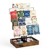 Nuovoware Greeting Card Display Stand, 4-Tier Carbon Steel Card Stand with Wooden Storage Box for...