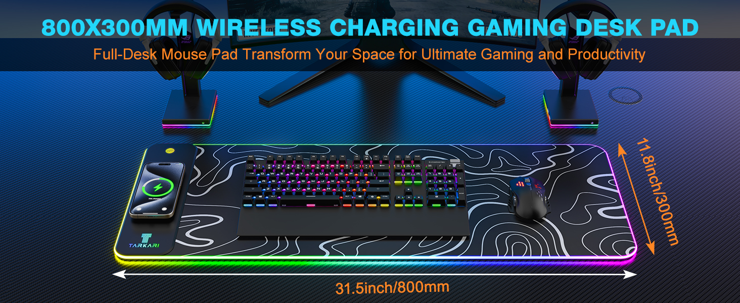 TARKARI Magnetic Wireless Charging RGB Mouse Pad