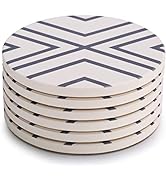 LIFVER Coasters for Drinks, Absorbent Coaster Set of 6 with Cork Base, Farmhouse Living Room Deco...