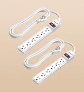 DEWENWILS 2-Pack 6FT Power Strip Surge Protector with 6-Outlet | Low Profile Flat Plug, 15 Amp Ci...
