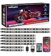 Nilight 8PCS Motorcycle RGB Led Light Kit Waterproof Multi Color Atmosphere Neon Accent APP and R...