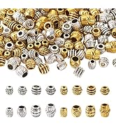 Craftdady 160Pcs Tibetan Alloy Barrel Spacer Beads 16 Styles Large Hole Retreo Metal Barrel Tube ...