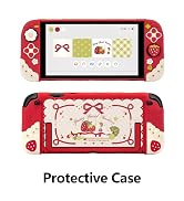 GeekShare Strawberries with Cream Case Compatible with Switch 2, Slim Separable Soft Silicone Pro...