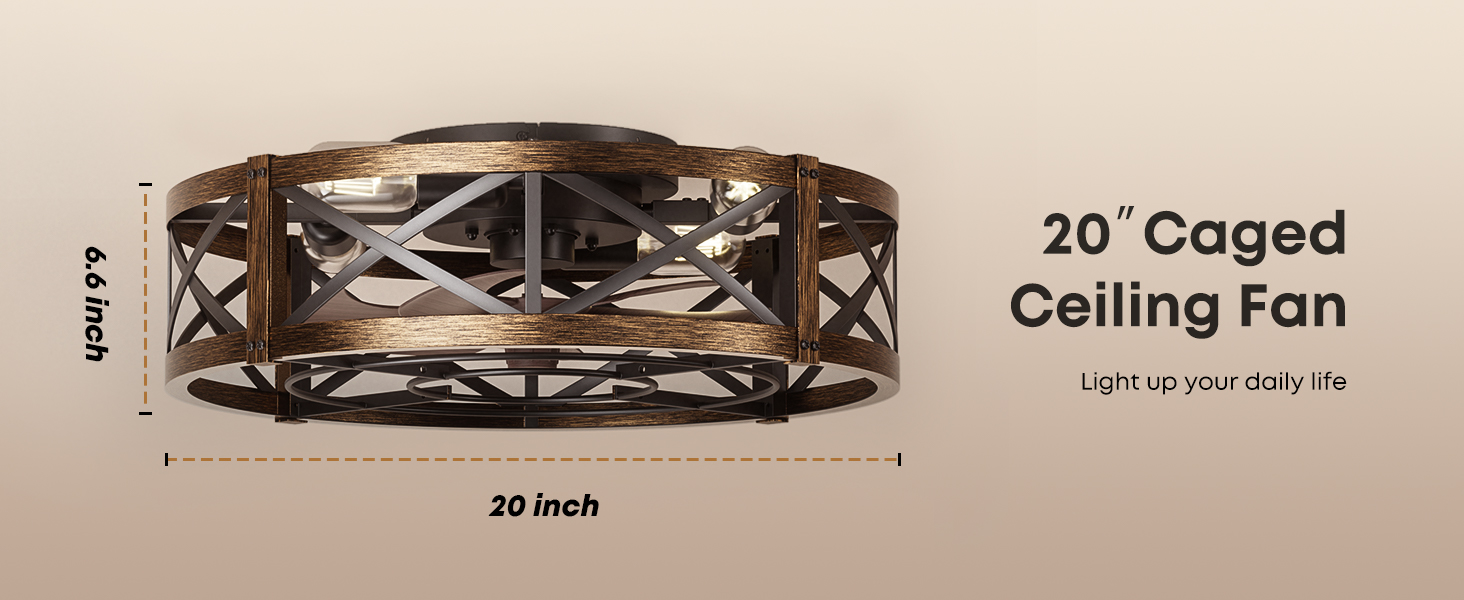 Caged Ceiling Fan with Light and Remote