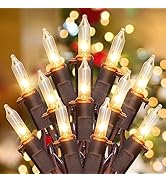 YOUNGAR 13FT 50 Clear Christmas Lights Outdoor, Approved Christmas Tree Lights with Brown Wire, I...