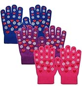 EvridWear Boys Girls Magic Stretch Gripper Gloves 3 Pair Pack Assortment, Kids One Size Winter Wa...