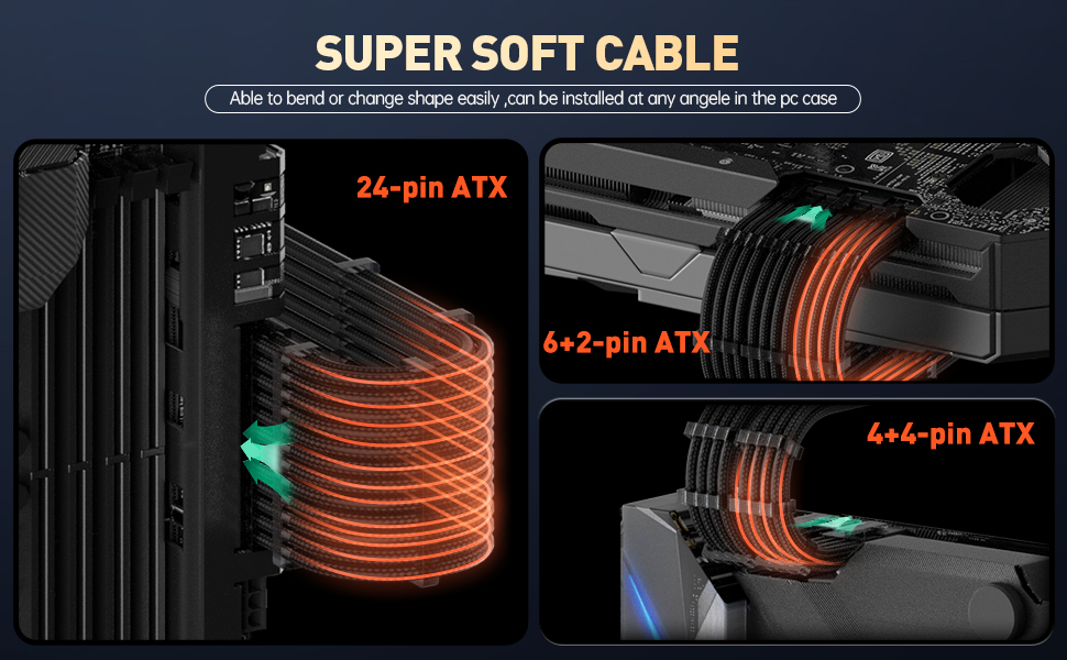 asiahorse 16AWG power supply extension cable kit