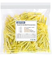 100 Pcs Yellow Heat Shrink Butt Connectors, 12-10 AWG Waterproof Crimp Terminals Electrical Wire ...