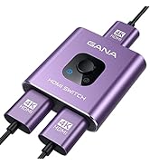 HDMI Switch 4k@60hz Splitter, GANA Aluminum Bidirectional HDMI Switcher 2 in 1 Out, Manual HDMI H...