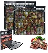 KICKOIL Large BBQ Mesh Grill Bags Set 2 Reusable Non-Stick Grill Bag for Charcoal Gas Electric Gr...