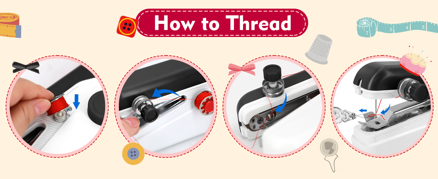 Easy Electric Stitching for Home, Travel &amp;amp; DIY Repairs, White black red