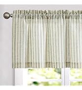 jinchan Linen Boxter Stripe Valances for Window 16 inch,Sage Green,1 Panel | Light filtering, Rod...