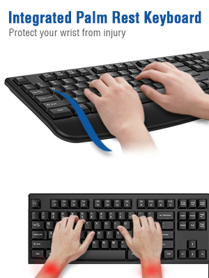 Wireless keyboard with palm rest