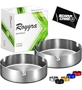 roygra Ash Tray (2 Pack), Outdoor Ashtray for Outside Patio, Stainless Steel Ashtrays for Cigaret...