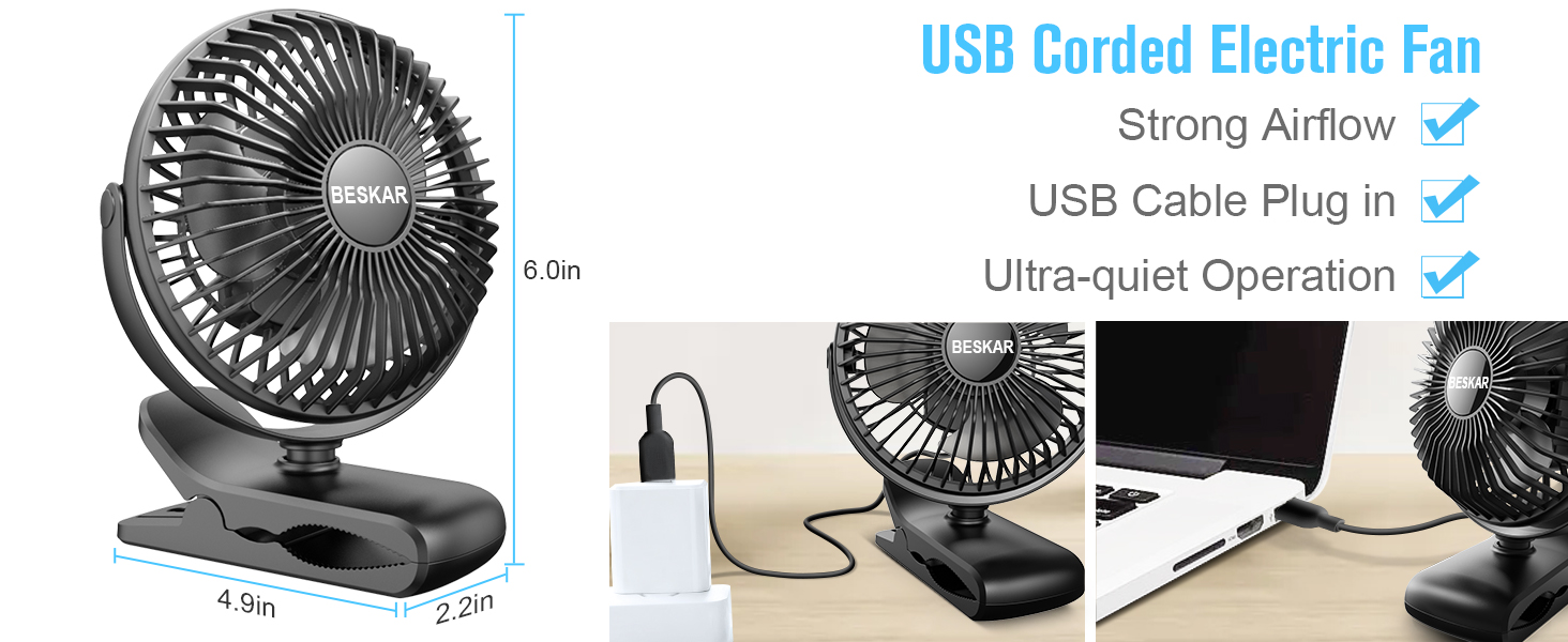 usb corded electric fan